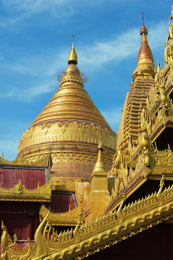 Architecture Photograph - Shwezigon Pagoda, Bagan, Mandalay by Keren Su