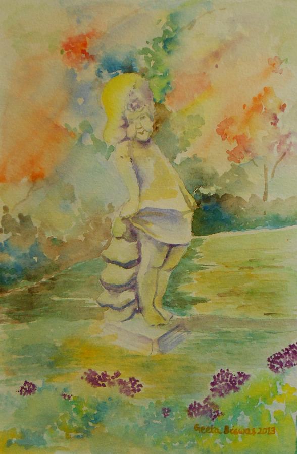 Summer Painting - Shy Garden Angel by Geeta Yerra
