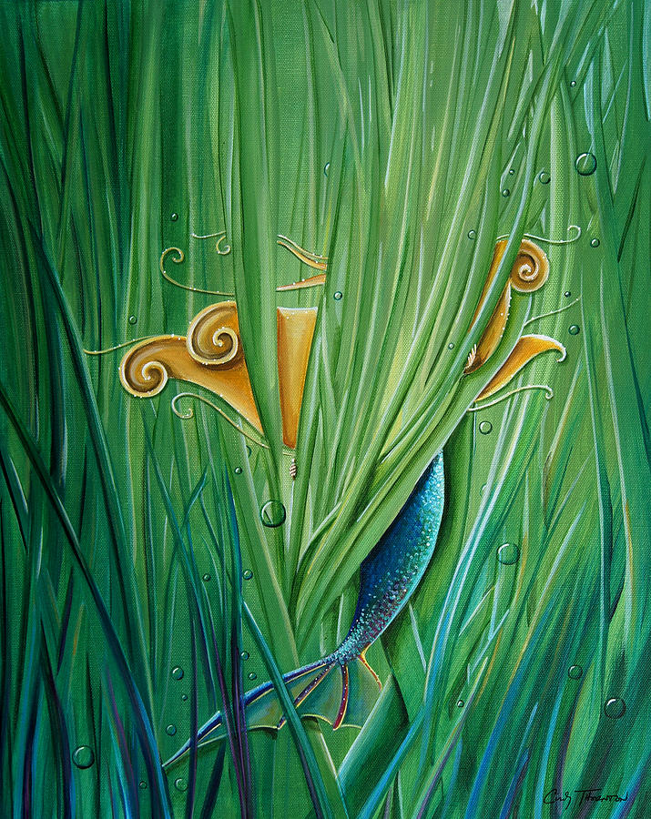Mermaid Painting - Shy Little Siren by Cindy Thornton