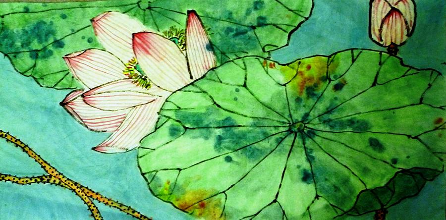 Shy Lotus flower Painting by Betty M M Wong