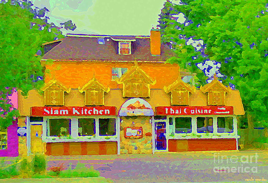 Siam Kitchen Genuine Thai Cuisine Old Ottawa South The Glebe Paintings Cafe Scenes Carole Spandau  Painting by Carole Spandau