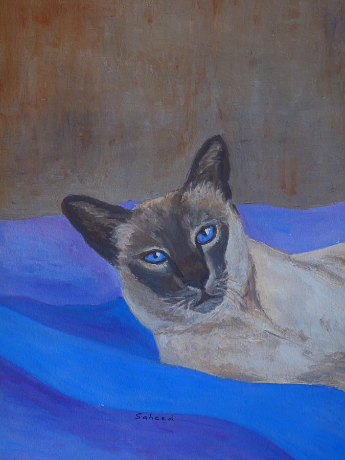 Siamese Blue Painting by Margaret Saheed