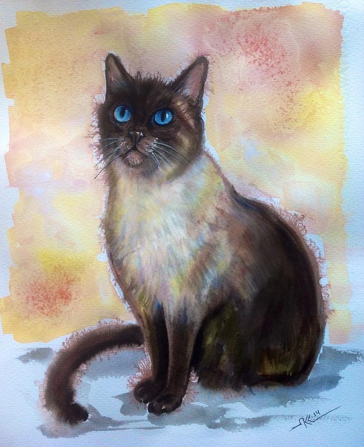 Siamese cat Painting by Katerina Kovatcheva