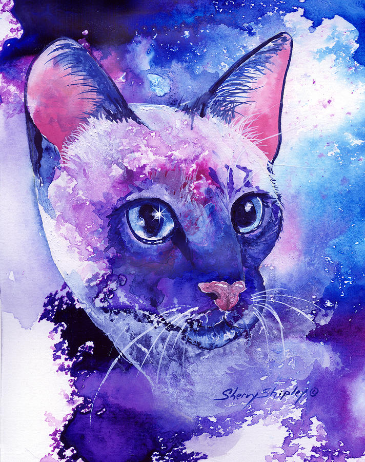 Cat Painting - Siamese Fantasy by Sherry Shipley