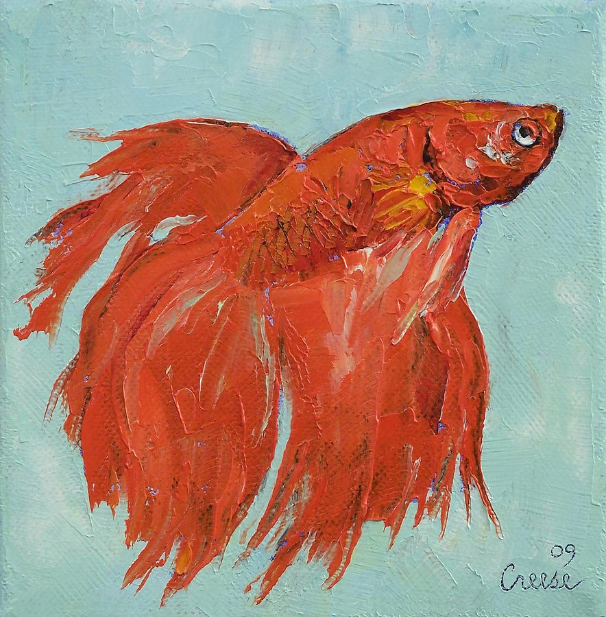 Siamese Fighting Fish Painting by Michael Creese