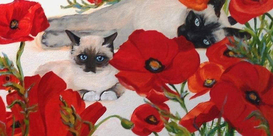 Siamese Poppies Painting by Celeste Drewien