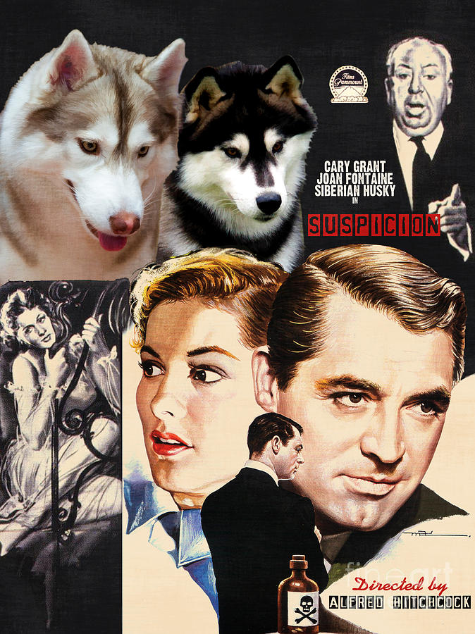 Siberian Husky Art Canvas Print - Suspicion Movie Poster Painting by Sandra Sij