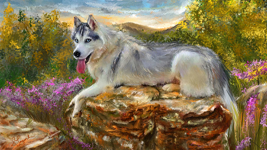 Siberian Leisure - SIberian Husky Painting Painting by Lourry Legarde