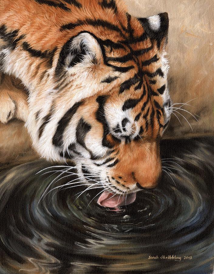 Amur Tiger eyes Painting by Sarah Stribbling