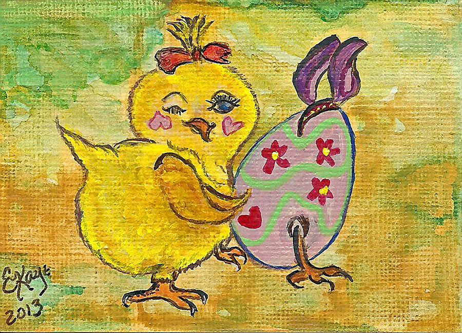 Chicken Painting - Sibling Rivalry by Ella Kaye Dickey