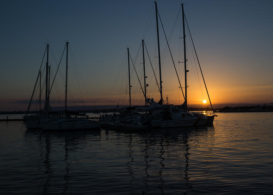 Sicilian Sunset at the Syracuse Harbour  Photograph by Georgia Mizuleva