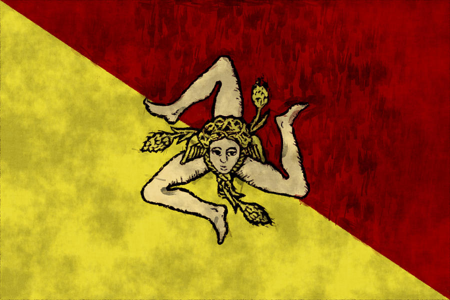 Sicily Flag Digital Art - Sicily Flag by World Art Prints And Designs