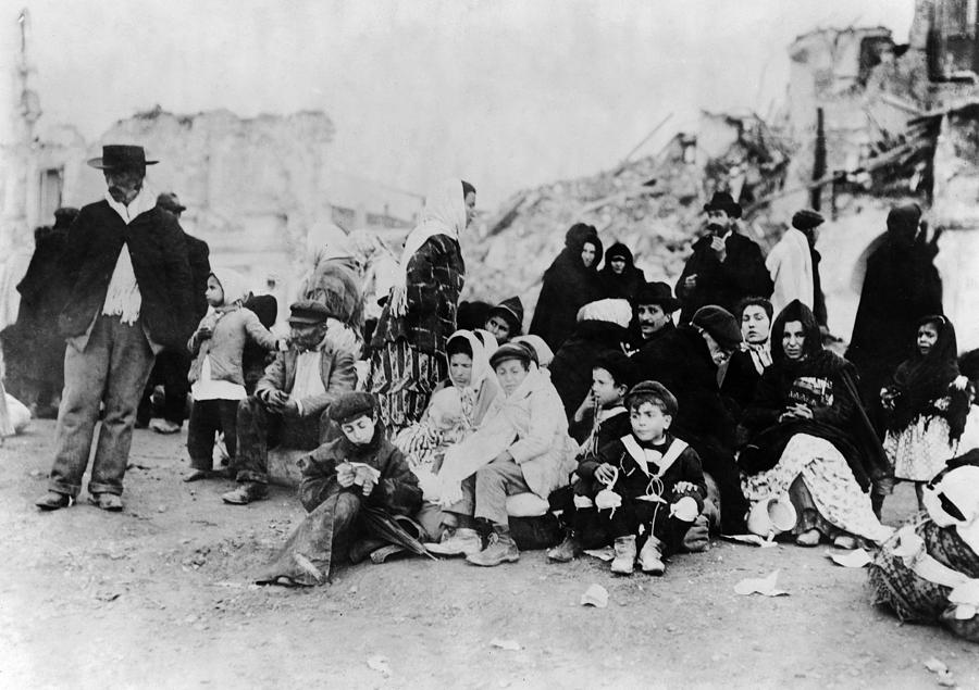 Winter Photograph - Sicily Refugees, C1909 by Granger