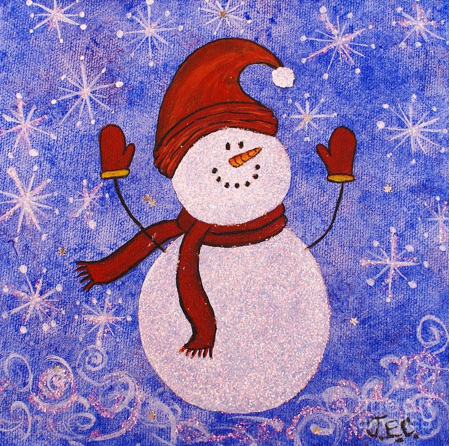 Sid The Snowman Painting by Jane Chesnut
