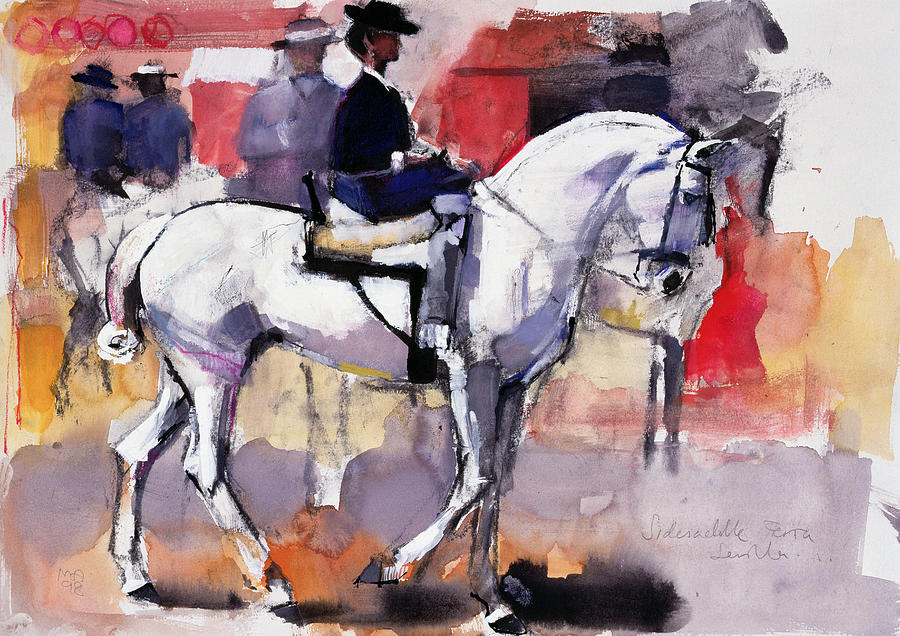 Side saddle at the Feria de Sevilla Painting by Mark Adlington