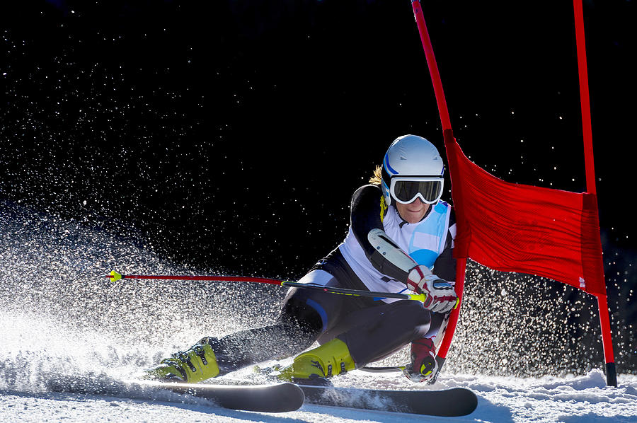 Side View of Young Woman at Giant Slalom Race Photograph by Technotr