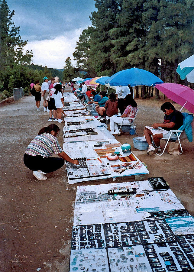 Sidewalk Art Sale in Sedona 1993 Photograph by Connie Fox