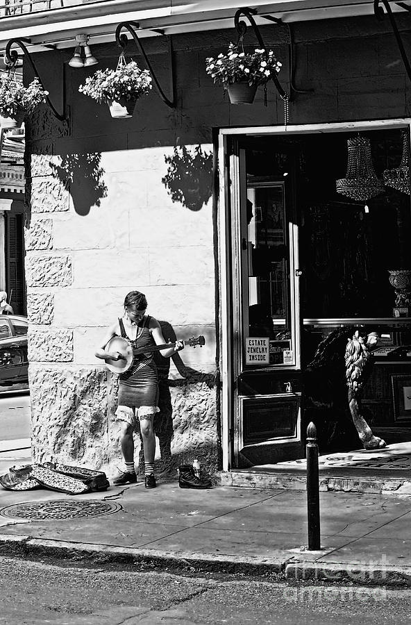 Music Photograph - Sidewalk Banjo Plucker in French Quarter by Kathleen K Parker