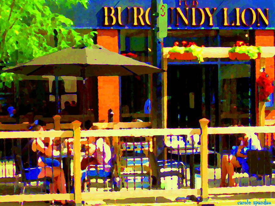 Burgundy Lion Painting - Sidewalk Cafe Lunch On The Terrace Burgundy Lion Pub St Henri Montreal Scene Carole Spandau by Carole Spandau Burgundy Lion Painting - Sidewalk Cafe Lunch On The Terrace Burgundy Lion Pub St Henri Montreal Scene Carole Spandau by Carole Spandau
