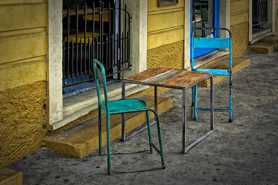 Sidewalk Table and Chairs NOLA DSC05944 Photograph by Greg Kluempers