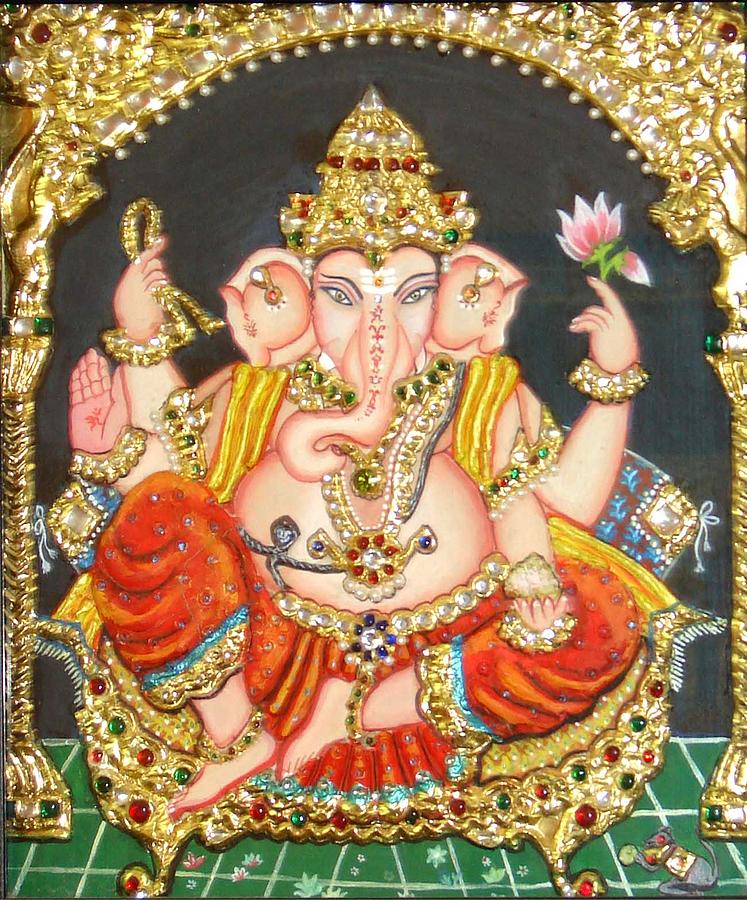Tanjore Painting - Sidha Ganapathi					 by Jayashree