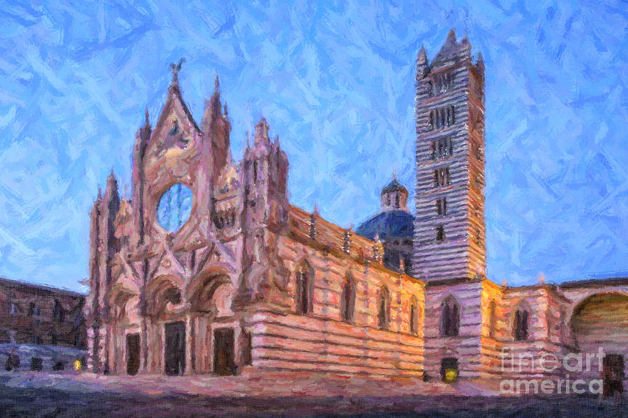 Siena Duomo Blue Hour Digital Art by Liz Leyden