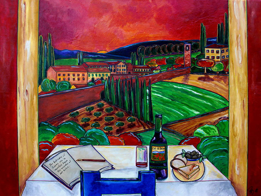 Wine Painting - Siena Hillside by Patti Schermerhorn