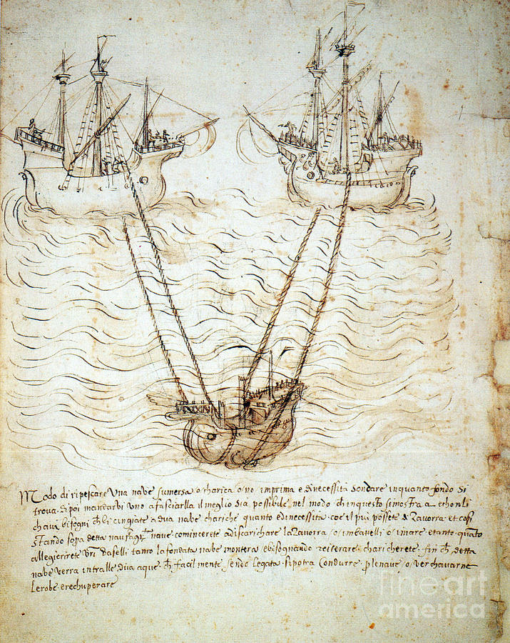 Sienese Invention For Raising Sunken Photograph by Science Source