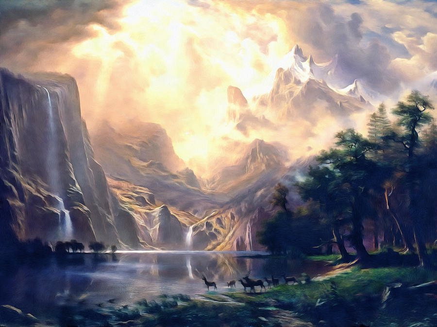 Mountain Painting - Sierra Nevada Ode To Bierstadt Dedication by Georgiana Romanovna