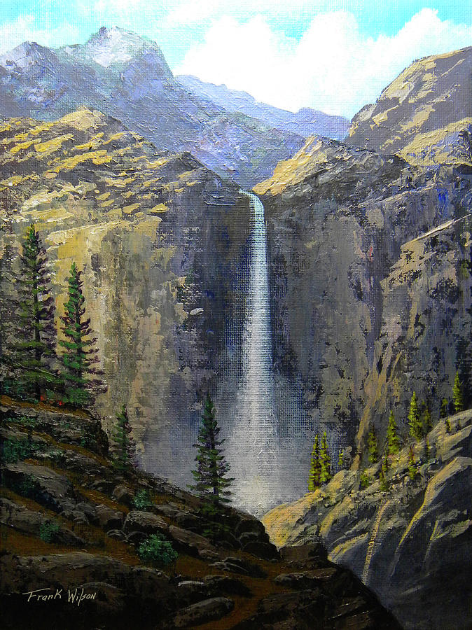 Sierra Nevada Waterfall Painting by Frank Wilson