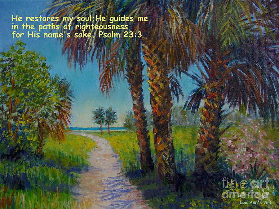 Siesta Key Path with Scripture Painting by Lou Ann Bagnall