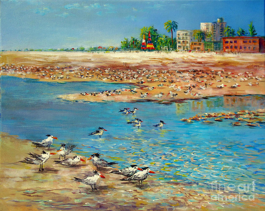 Siesta Key Sea Gulls Painting by Lou Ann Bagnall
