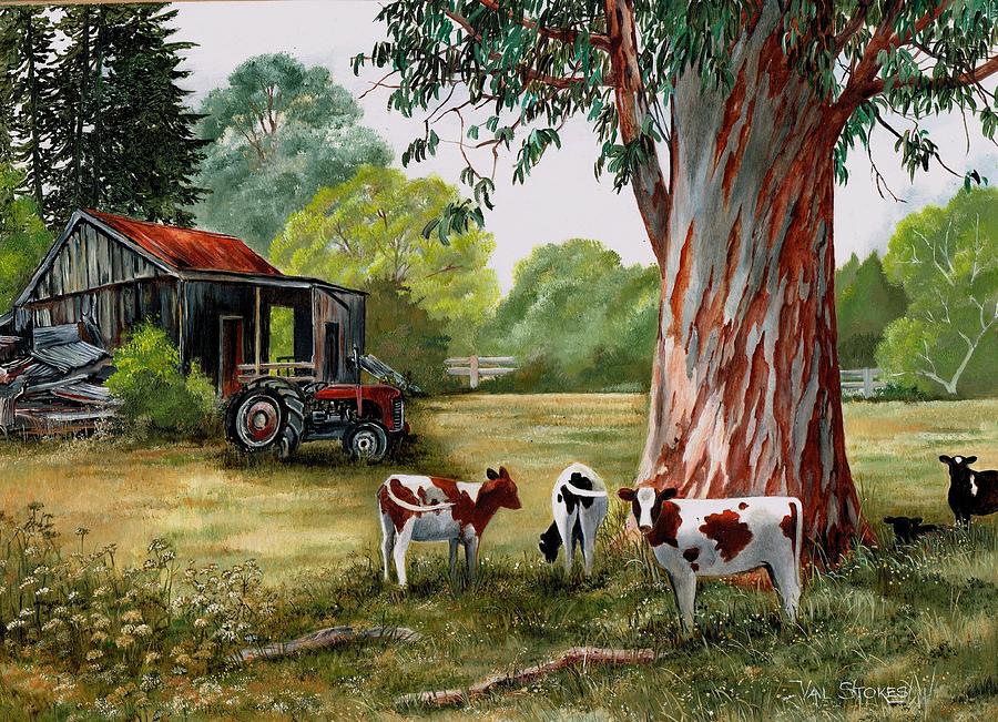 Barn Painting - Siesta Time by Val Stokes