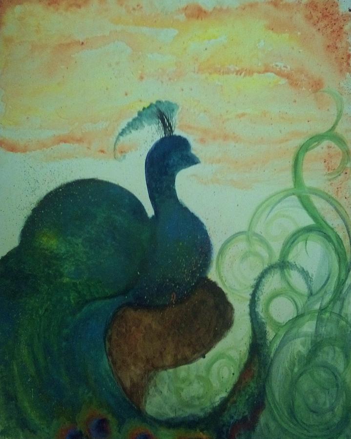 Peacock Painting - Sightless Showoff by Megan Jenkins