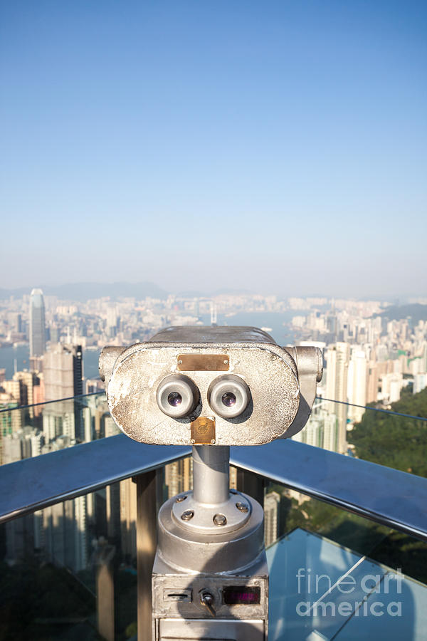 Sightseeing binoculars on Victoria peak Hong Kong Photograph by Matteo Colombo