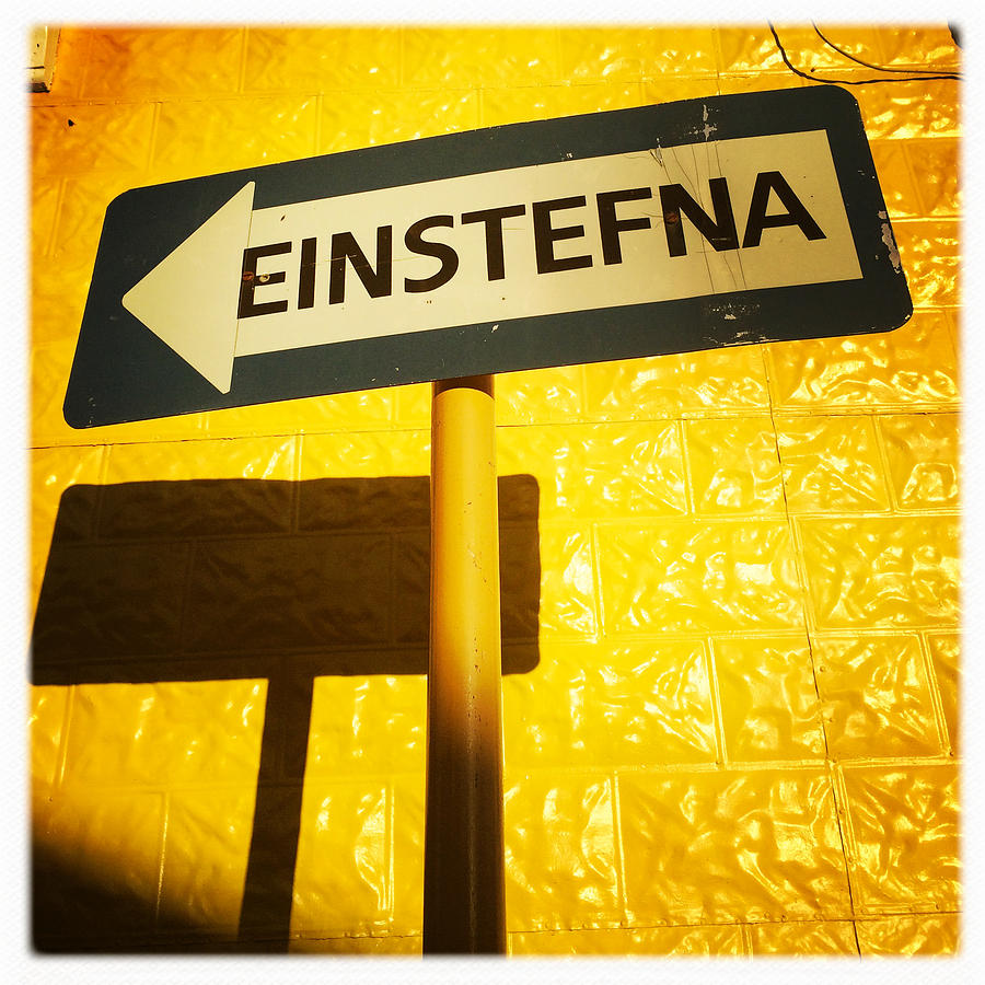 Sign Photograph - Sign Einstefna One-way traffic in Iceland by Matthias Hauser