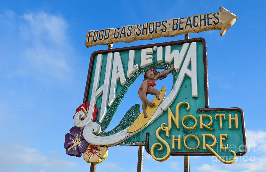 Beach Photograph - Sign Of Relaxed Town Haleiwa, Oahu by Bill Bachmann