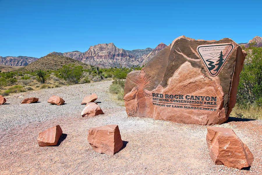 Las Vegas Photograph - Sign On Rock, Red Rock Canyon National by Panoramic Images