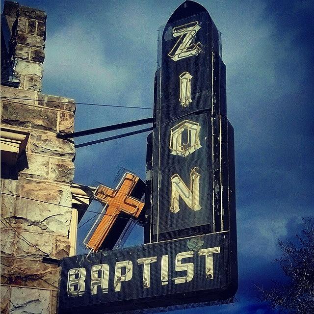 Vintage Photograph - #sign #signs #vintage #baptist #church by Shellie Bee