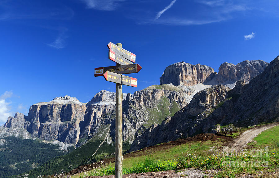 signs and Dolomites Photograph by Antonio Scarpi