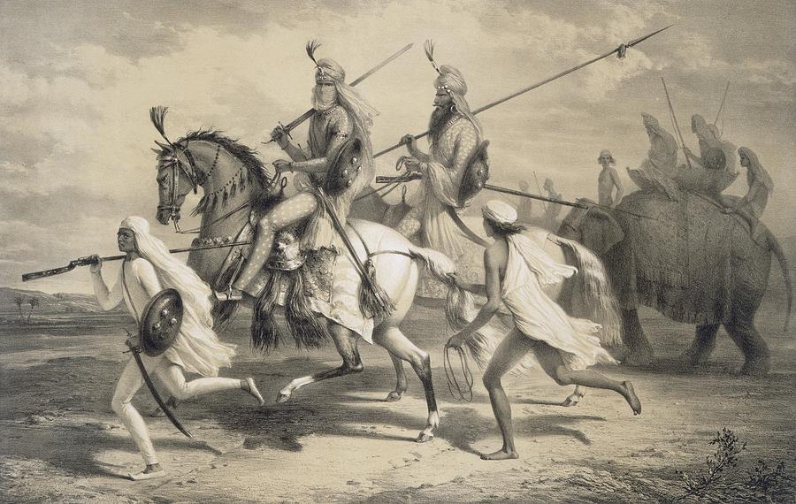 Sikh Chieftans Going Hunting Painting by A Soltykoff