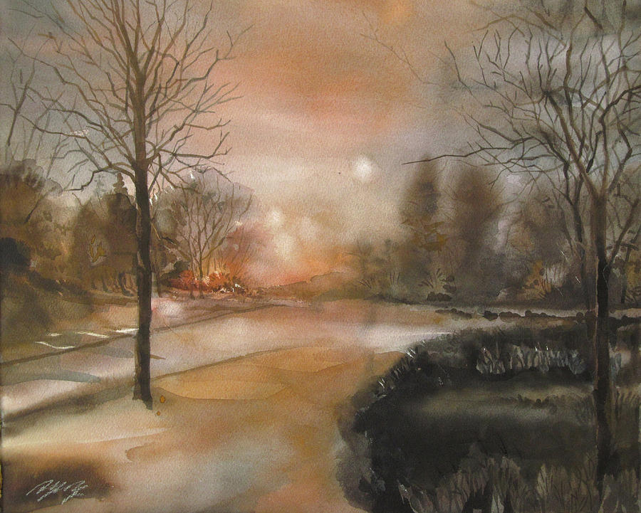 Christmas Night Painting - Silence Night  by Alfred Ng
