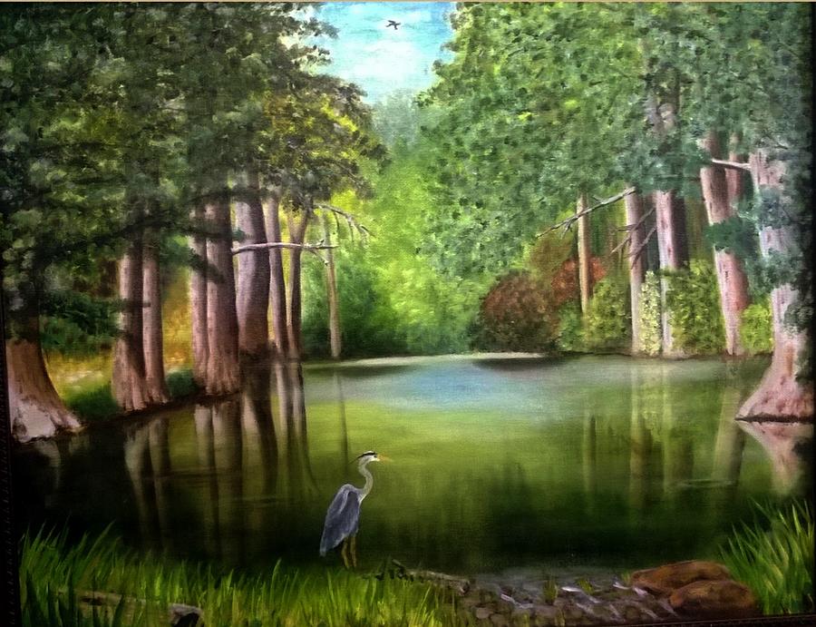 Tree Painting - Silent Fisher by R Adair