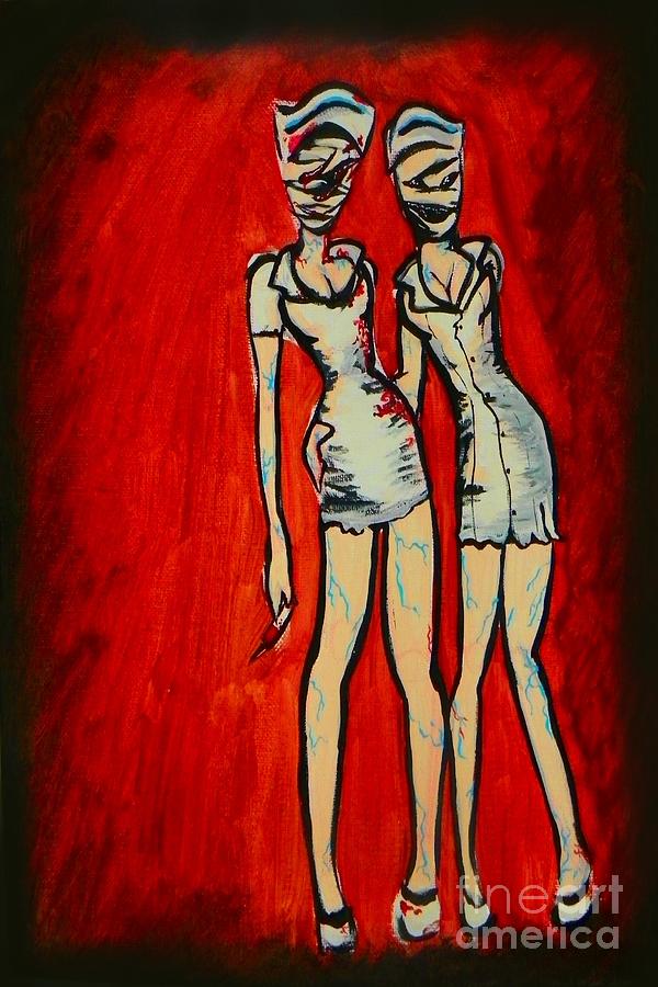Silent Hill Nurses Painting by Marisela Mungia