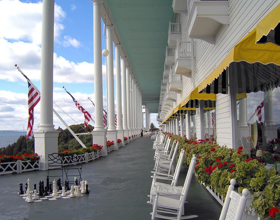 Mackinaw Island Photograph - Silent Rockers at The Grand Hotel by Liz Evensen
