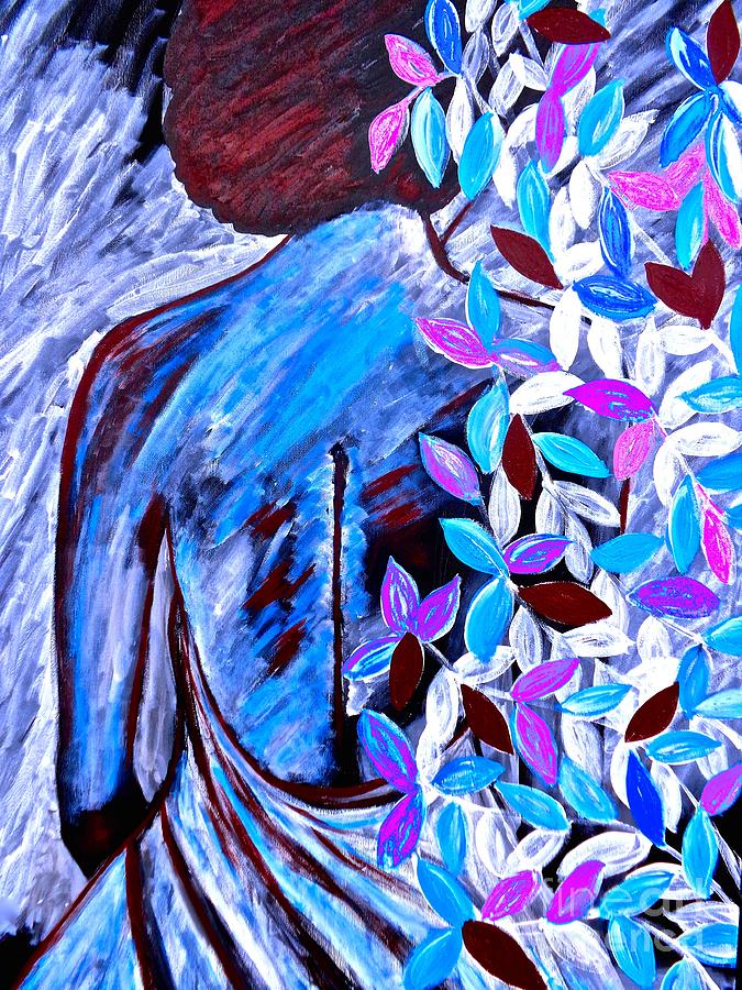 Silhouette and Flowers Abstract 3 XL Painting by Saundra Myles
