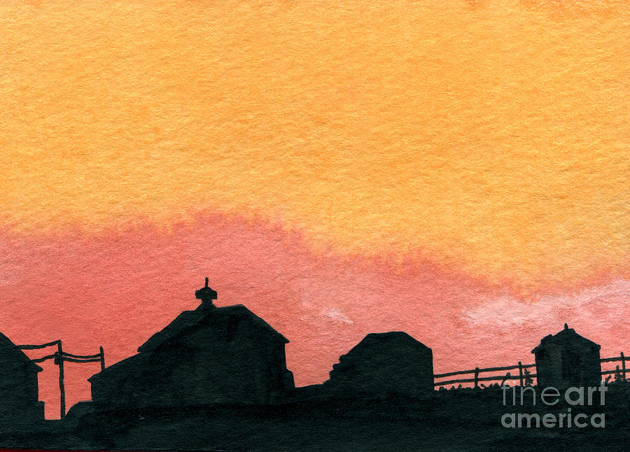 Landscape Painting - Silhouette Farm 2 by R Kyllo