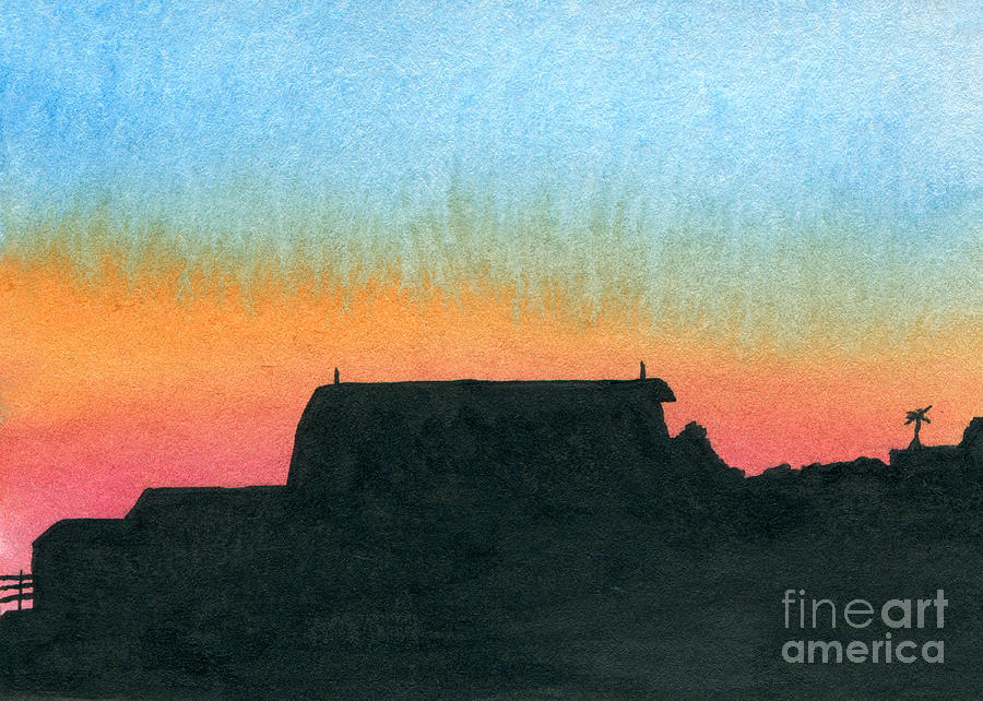Silhouette Farmstead Painting by R Kyllo