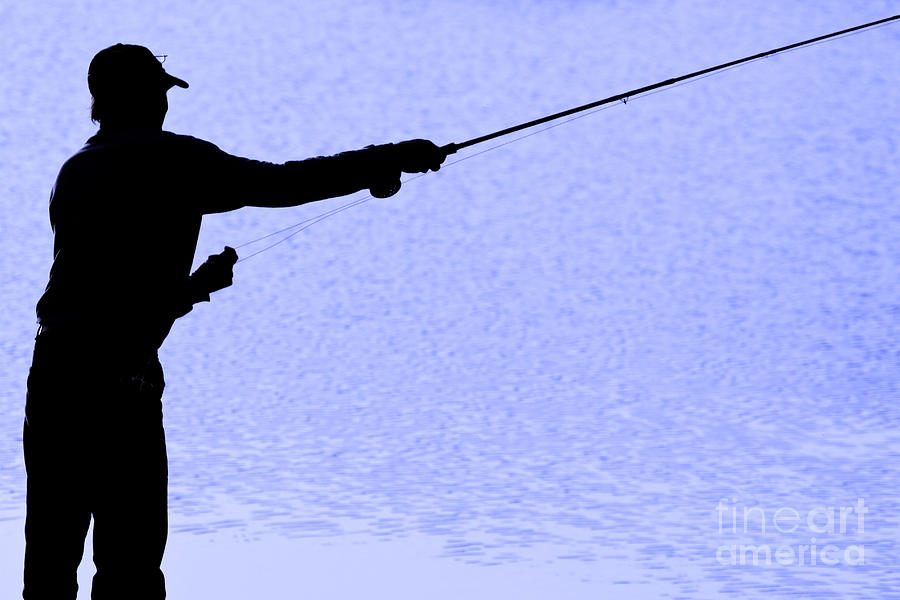 Fish Photograph - Silhouette of a Fisherman Holding a Fishing Pole by James BO Insogna