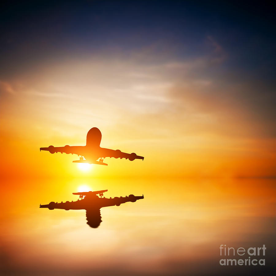 Transportation Photograph - Silhouette of a flying passenger  by Michal Bednarek
